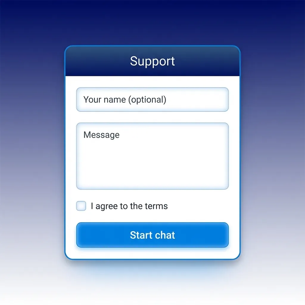 Platin Casino Support Chat Platin Casino support chat form interface for customer service