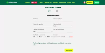 Formulario de inscripción olimpo bet